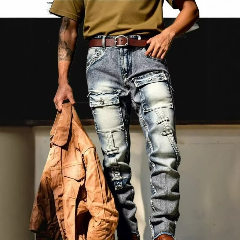 Europe Streetwear Brand - メンズ ダメージ加工 ウォッシュ加工 ハイストリート ストリートウェアブランド レトロ