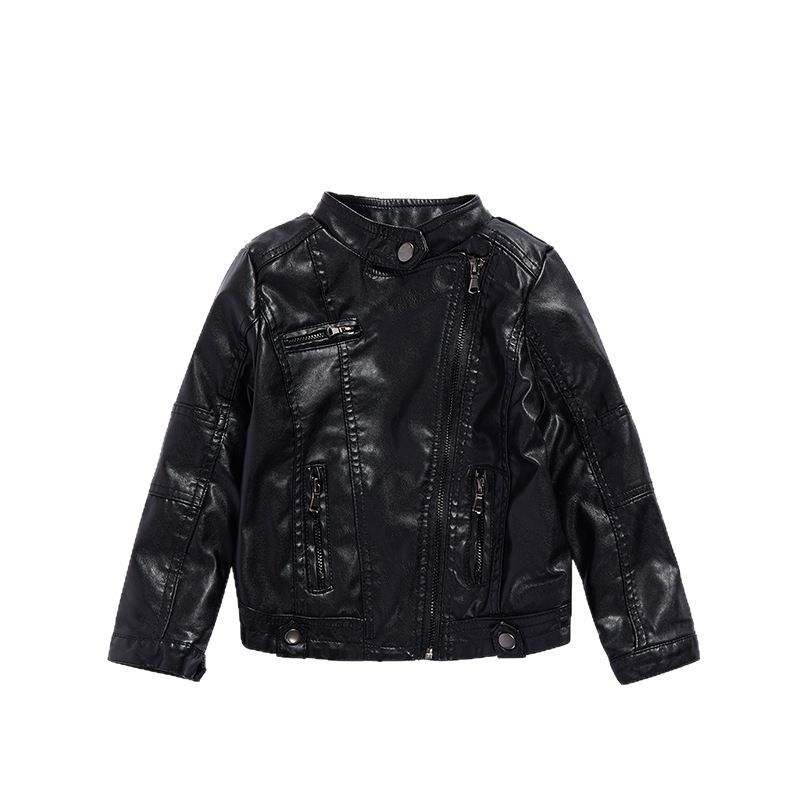 Streetwear Brand Photography - 子供防水防風 pu コート 2-12Y 新年女の子黒ロックオートバイ pu