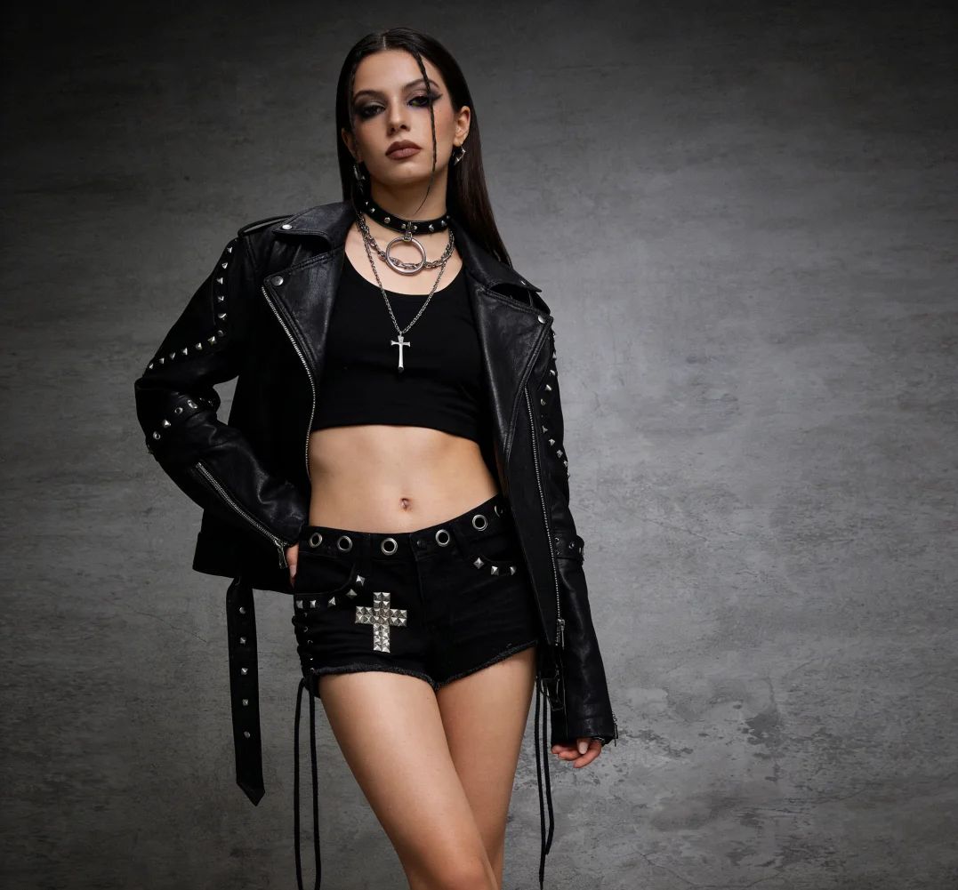 Gothic Streetwear Brand - Y2K夏のメンズ＆レディースストリートスタイルゴシッククロスホットスタンピングデザイントレンディブランドミレニアムショーツゴシックスタイル