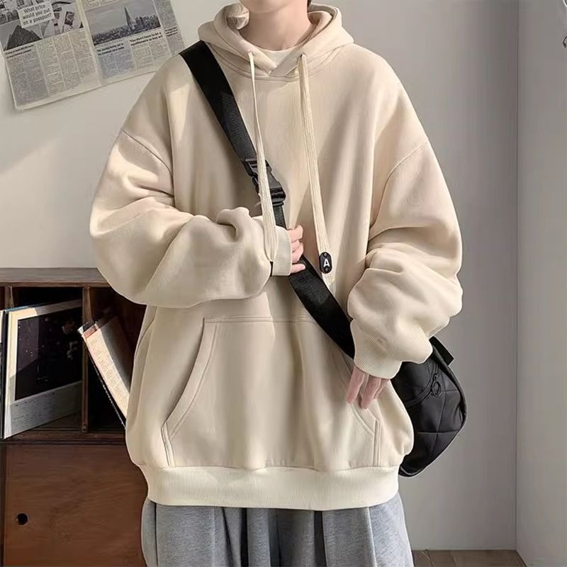 Streetwear Brand Aesthetic - エクストラ厚手のゆったりとしたプラスサイズの無地スウェットシャツ男性用レジャーオーバーフィットノーブランドトップス美的ストリートウェアY2kヴィンテージ男性用パーカー