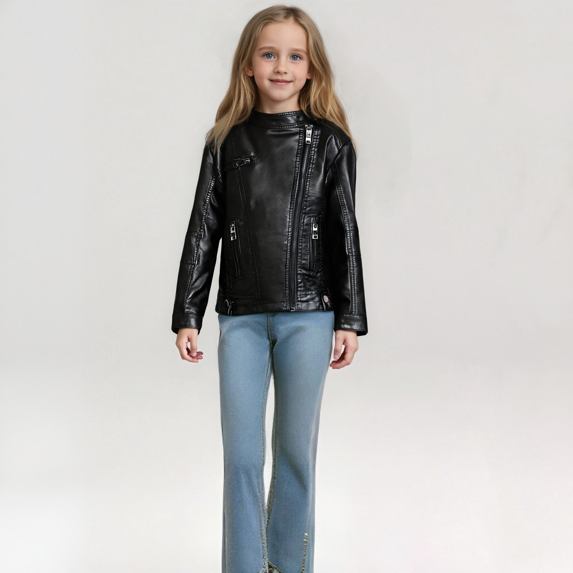 子供防水防風 pu コート 2-12Y 新年女の子黒ロックオ - Streetwear Brand Photography のレビューと価格