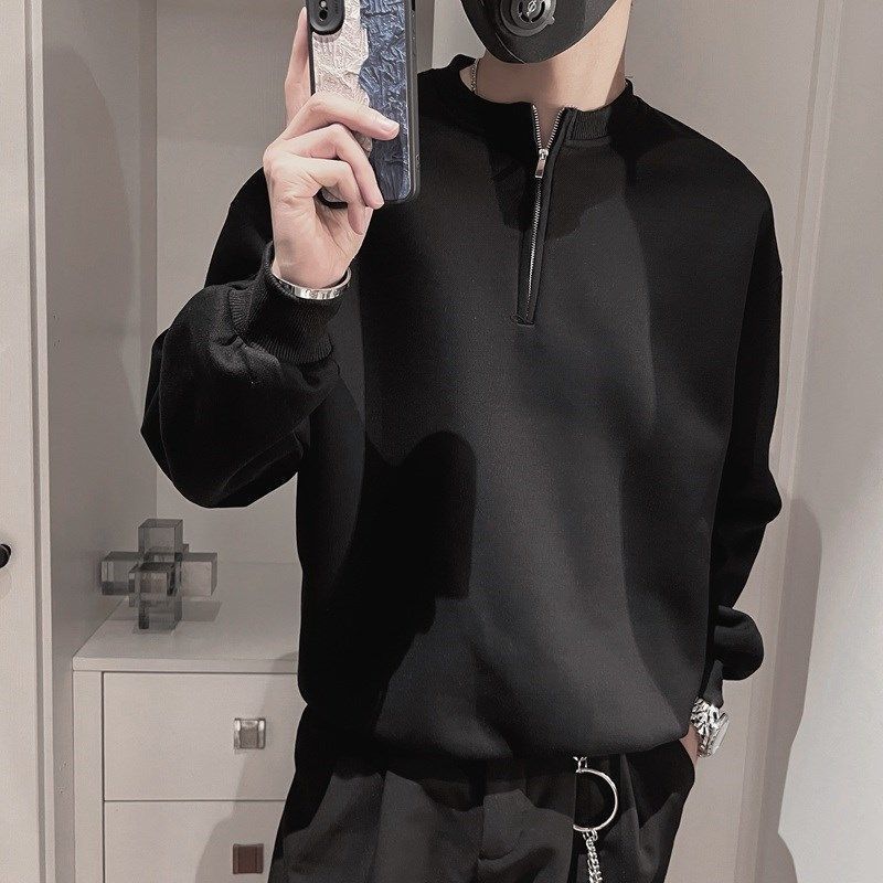メンズ春秋スタンドカラーハーフジップパーカー　エッジの効いた - Streetwear Brand Aesthetic のレビューと価格