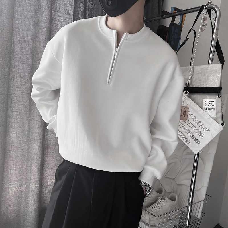 メンズ春秋スタンドカラーハーフジップパーカー　エッジの効いた - Streetwear Brand Aesthetic のレビューと価格