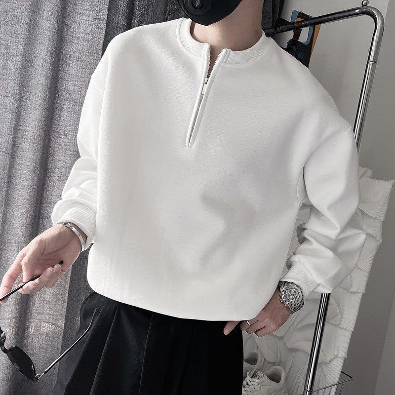 メンズ春秋スタンドカラーハーフジップパーカー　エッジの効いた - Streetwear Brand Aesthetic のレビューと価格