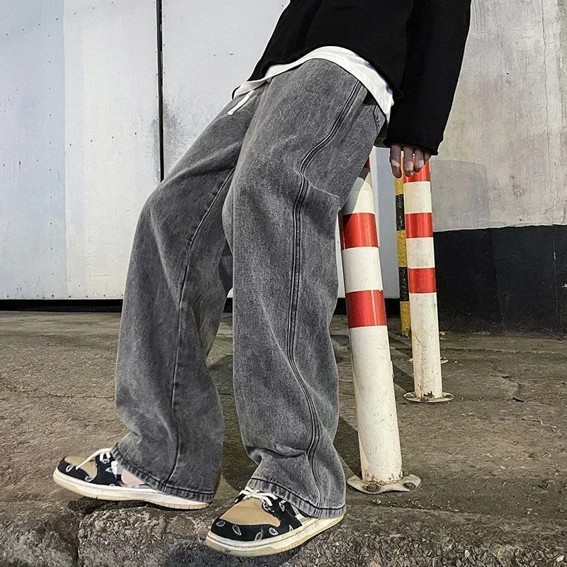 新しいストリートウェアルーズジーンズ男性韓国スタイルファッシ - Streetwear Clothing Brands のレビューと価格