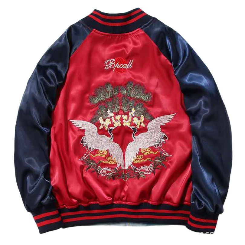 2 両面着用可能なスカジャンサテン野球ジャケット男性女性横須 - Women Streetwear Brand のレビューと価格