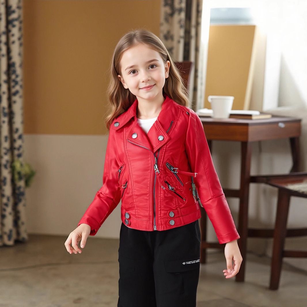 2-12Y 新年男の子女の子レッドロックオートバイ Pu レ - Streetwear Brand Photography のレビューと価格