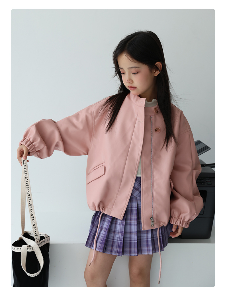 2-12Y 女の子甘い黒ピンクロックオートバイ Pu レザー - Streetwear Brand Photography のレビューと価格