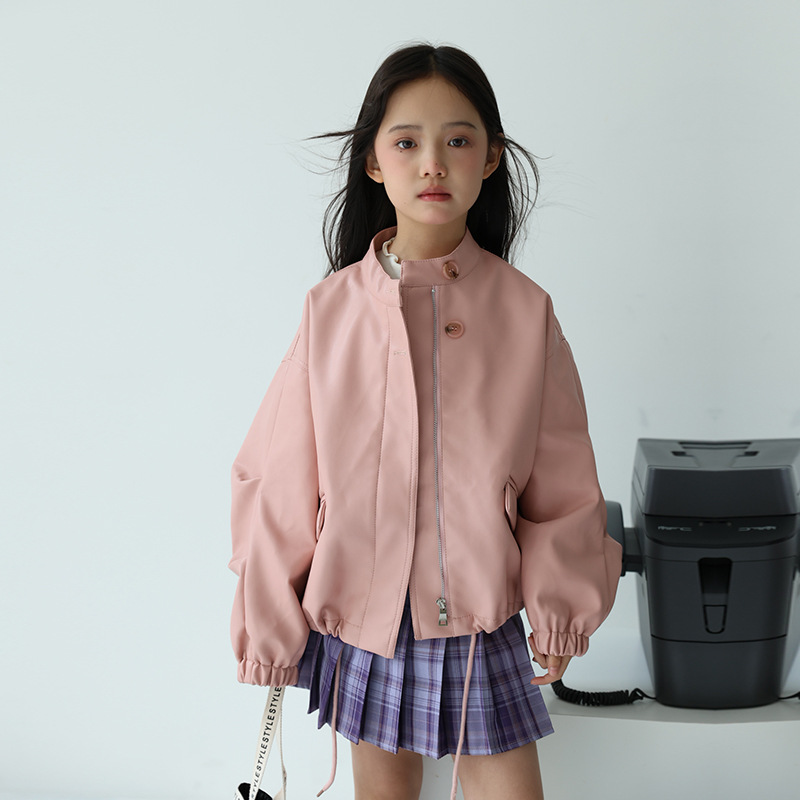 2-12Y 女の子甘い黒ピンクロックオートバイ Pu レザー - Streetwear Brand Photography のレビューと価格